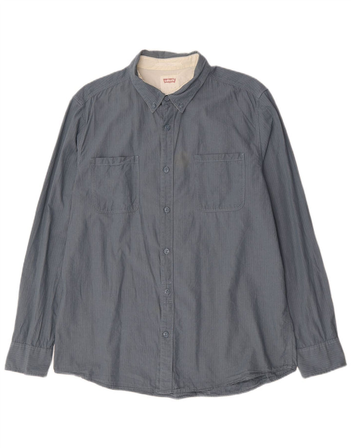 Levi's Herrenhemd XL grau gestreift aus Baumwolle