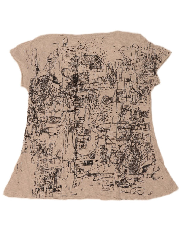 Diesel Womens Graphic T-Shirt Top UK 12 Mittelgrau meliert