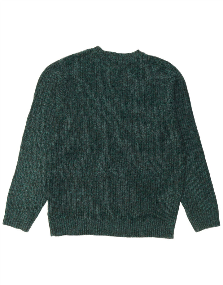 Marks & Spencer Herren-Pullover mit Rundhalsausschnitt, Mittelgrün geflecktes Acryl
