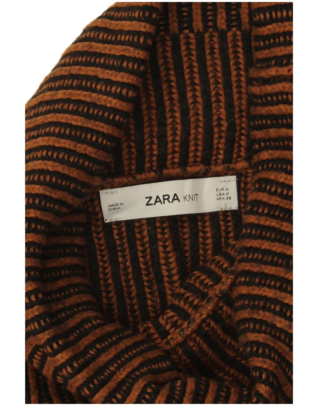 Übergroßer Rollkragenpullover von Zara für Damen, Gr. 14, Mittelbraun gestreift