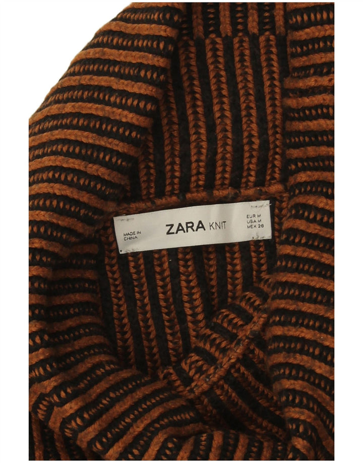 Übergroßer Rollkragenpullover von Zara für Damen, Gr. 14, Mittelbraun gestreift
