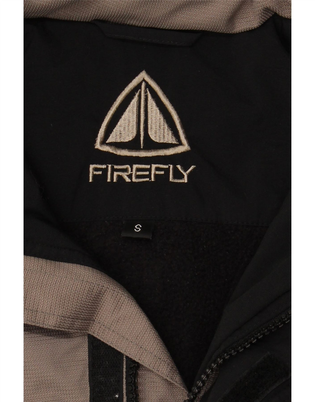 VINTAGE Herren-Windbreakerjacke mit Kapuze, UK 36, Small, schwarzes Colourblock-Nylon