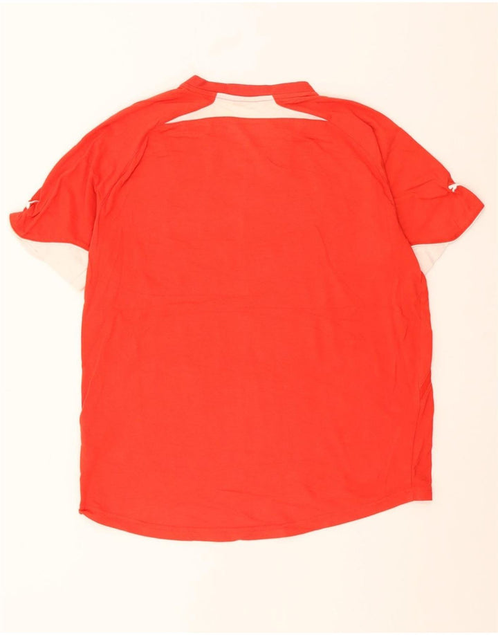 PUMA Mens T-Shirt Top Large Red Colourblock Polyester Vintage Puma and Second-Hand Puma from Messina Hembry 