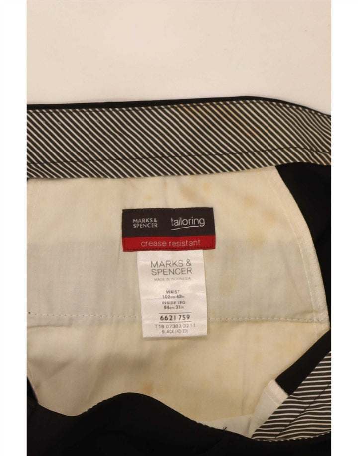 Marks & Spencer Herren-Anzughose mit Pegged-Anzug, W40, L33, schwarzes Polyester