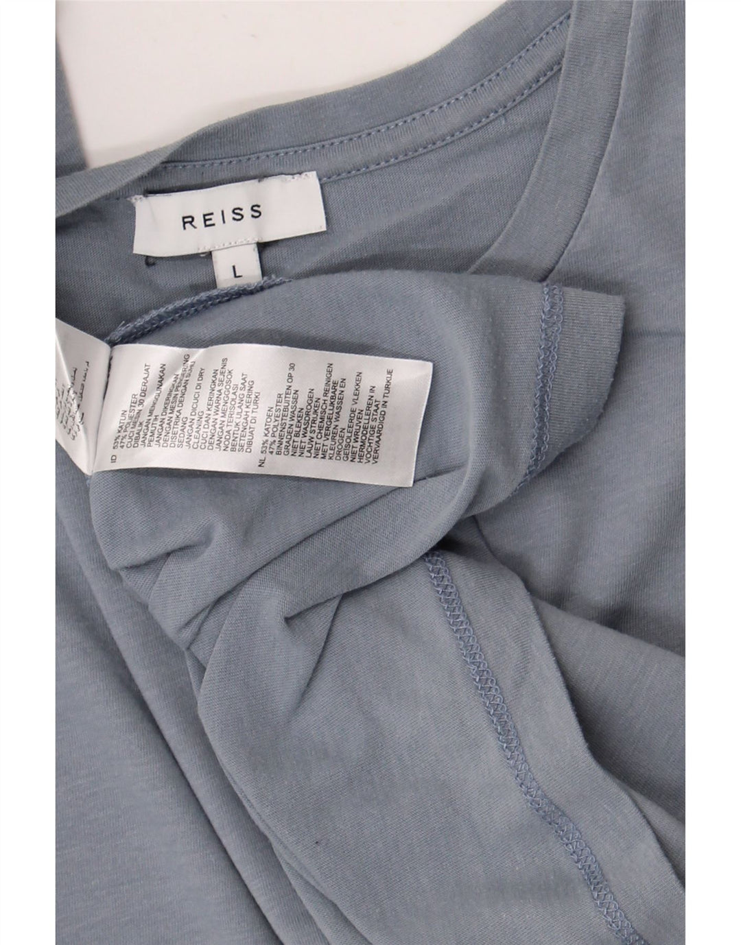 Reiss Herren T-Shirt Top Large Blau Baumwolle