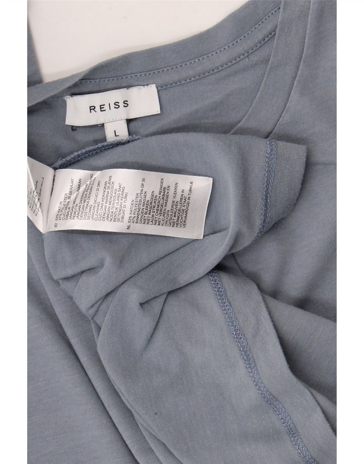 Reiss Herren T-Shirt Top Large Blau Baumwolle