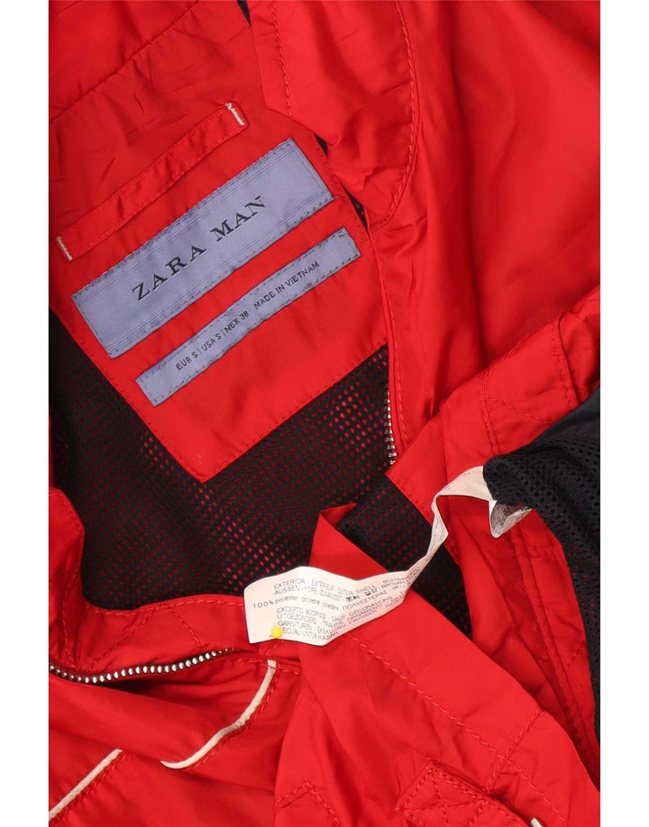 Zara Herren-Trainingsanzug-Oberteil, Jacke, klein, rot, Polyester