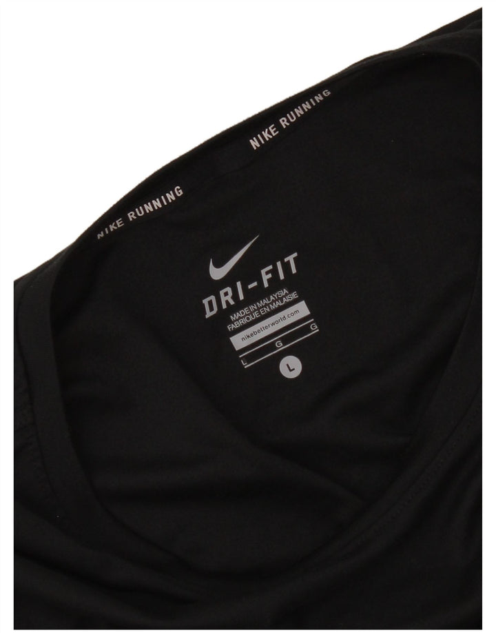 Nike Damen Dri Fit Top Langarm UK 14 Large Schwarz