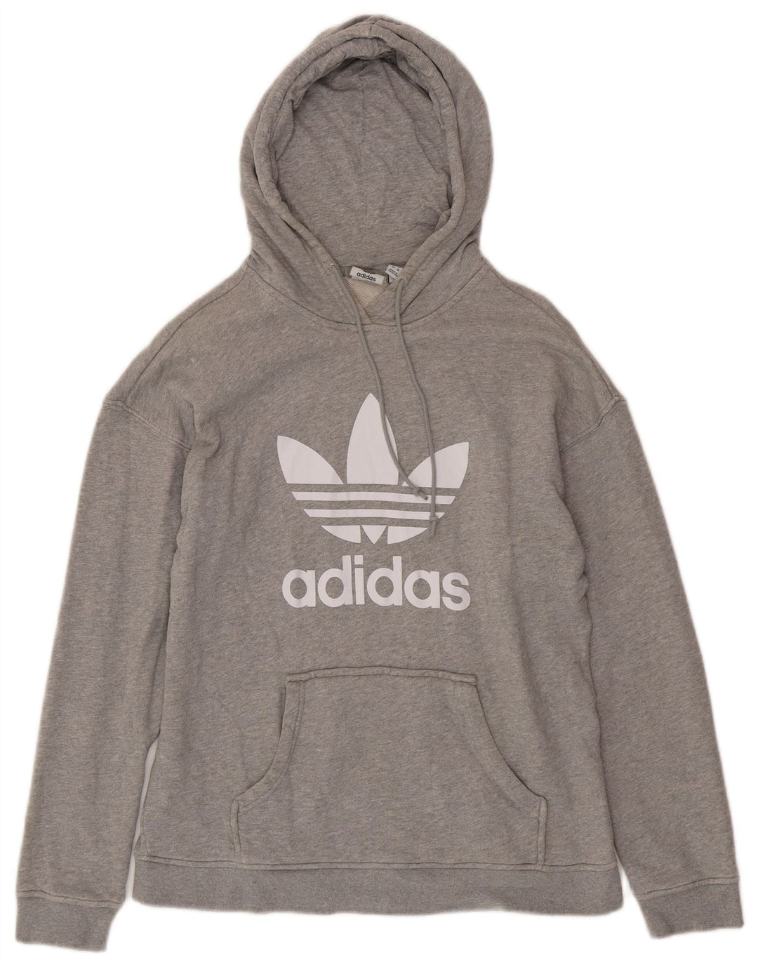 ADIDAS Damen Übergroßer grafischer Kapuzenpullover UK 6 XS Graue Baumwolle