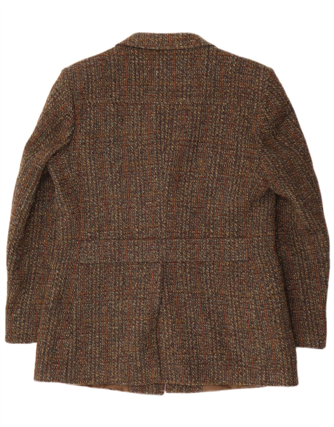 Harris Tweed Herren-Blazer mit 3 Knöpfen, IT 41, große braun karierte Wolle