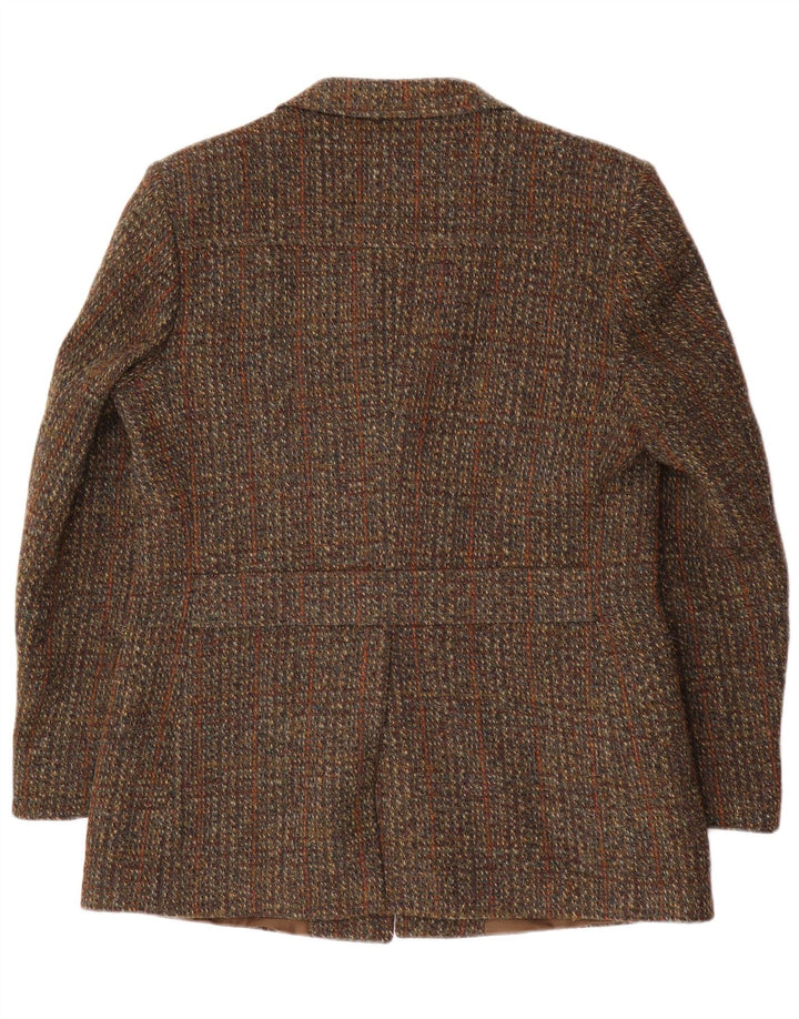 Harris Tweed Herren-Blazer mit 3 Knöpfen, IT 41, große braun karierte Wolle