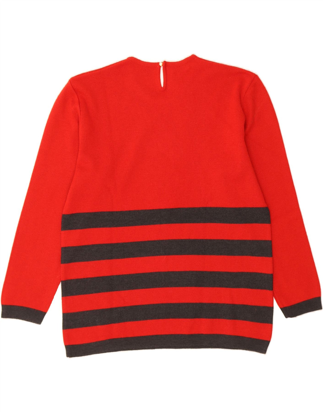 CELLINI Womens Crew Neck Jumper Sweater IT 44 Medium Red Striped Vintage Cellini and Second-Hand Cellini from Messina Hembry 