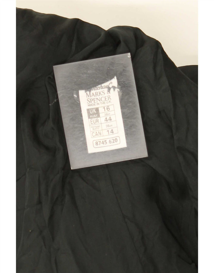 Marks & Spencer Damen-Blazer mit 3 Knöpfen, Gr. 16, Grau, Hahnentrittmuster