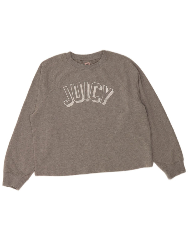 JUICY COUTURE Damen Grafik-Sweatshirt-Pullover UK 18 XL Graue Baumwolle