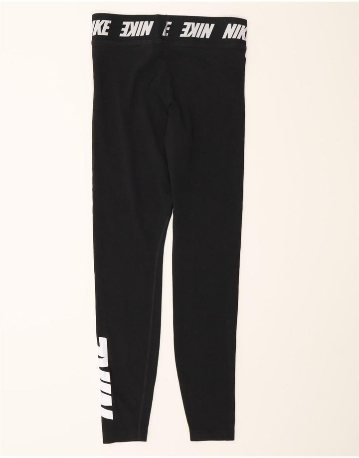 Nike Womens Graphic Leggings UK 10 Small Schwarz Baumwolle