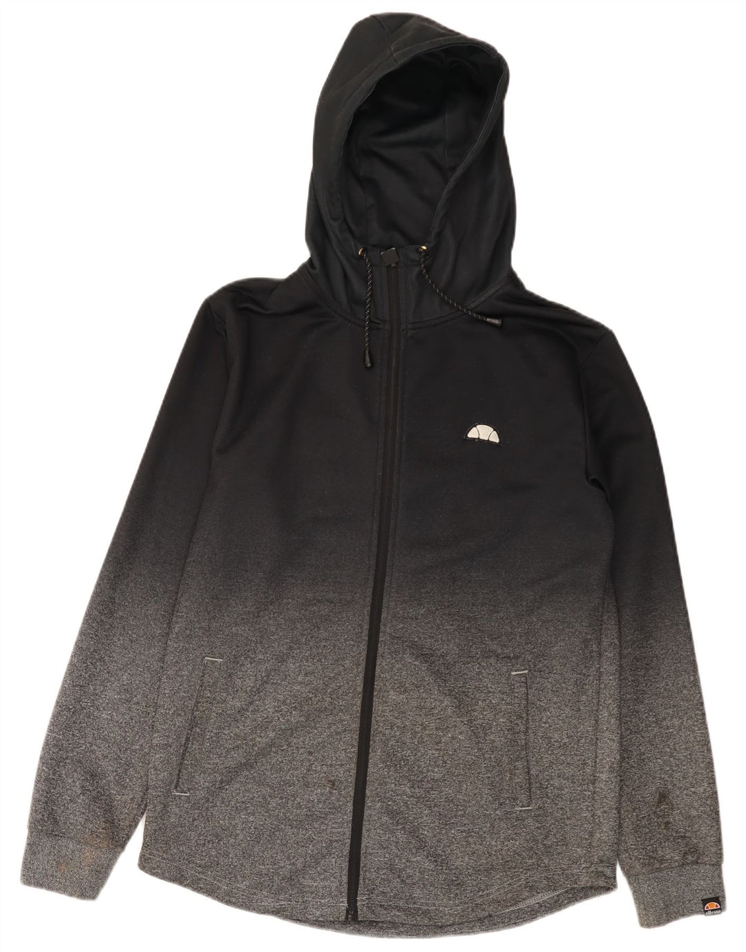 Ellesse Herren-Kapuzenpullover mit Reißverschluss, mittelschwarz, Farbblock-Polyester