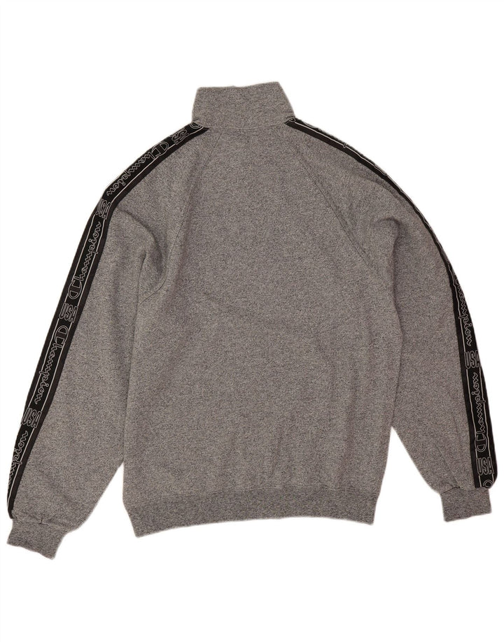 Champion Herren-Sweatshirt mit grafischem Reißverschluss, Mittelgrau, Farbblock