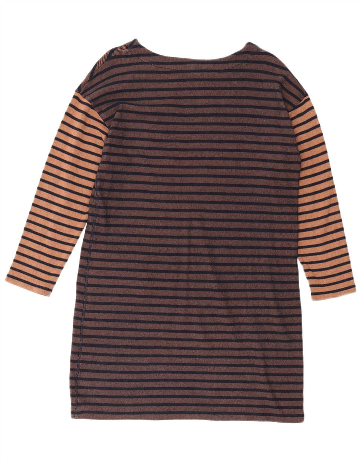 WHITE STUFF Damen Langarm-Etuikleid, Gr. 44, groß, braun gestreift