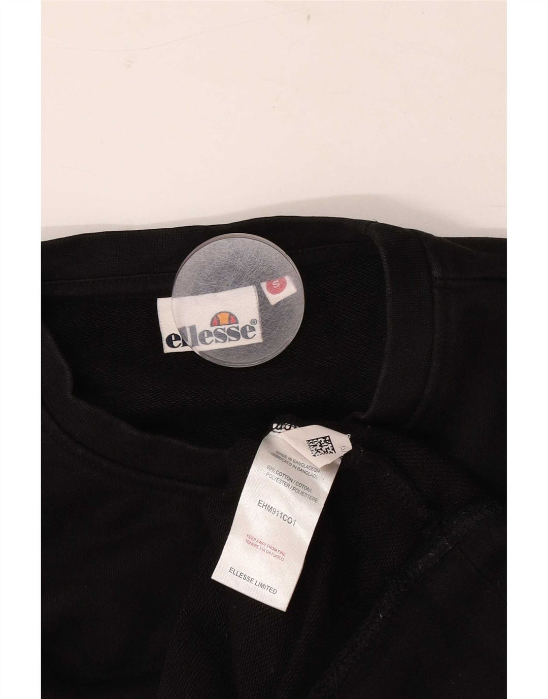 Ellesse Herren-Sweatshirt mit Grafik, Größe S, schwarze Baumwolle