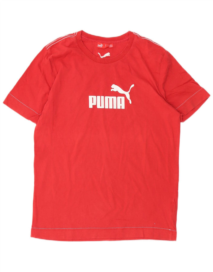 PUMA Herren Grafik-T-Shirt-Oberteil aus mittelroter Baumwolle