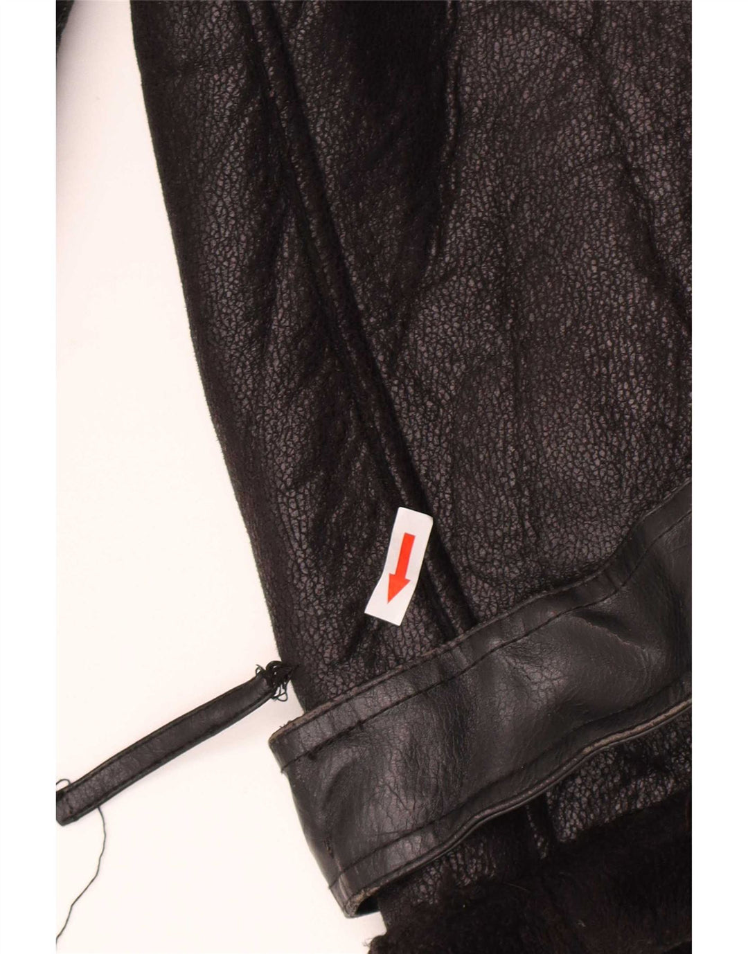 Zara Damen Kunstleder-Sherpa-Jacke UK 14 Mittelschwarzes Polyurethan