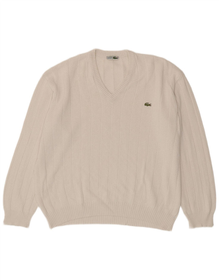 Lacoste Herren-Pullover mit V-Ausschnitt, Größe 6 XL, Weiß