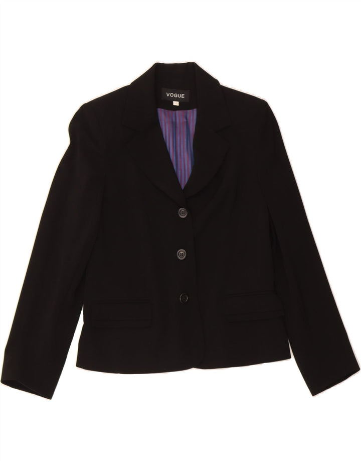 VOGUE Womens 3 Button Blazer Jacket UK 10 Small  Black Polyester Vintage Vogue and Second-Hand Vogue from Messina Hembry 