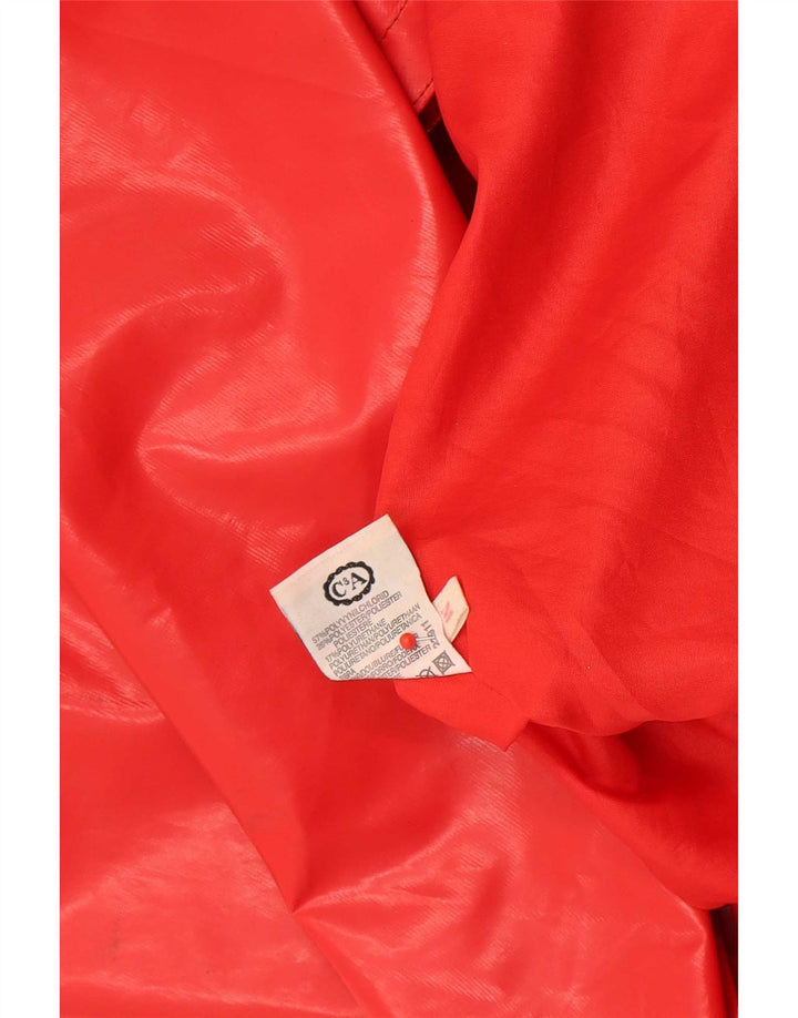 C & A Damen Übergroßer Mantel UK 14 Mittelrotes Polyvinyl