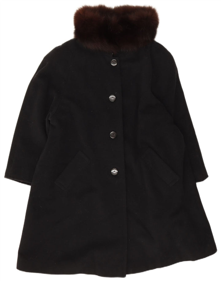 Luisa Spagnoli Damen Mantel UK 14 Mittelschwarze Schurwolle