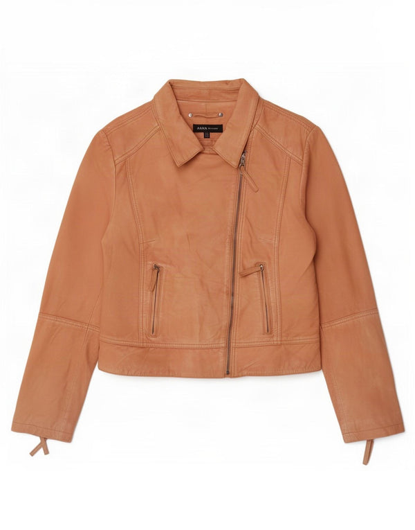 Arma Damen Leder Bikerjacke UK 16 Large Beige