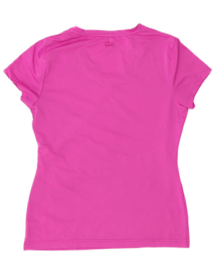 Fila Damen T-Shirt Top UK 12 Mittelrosa Polyester