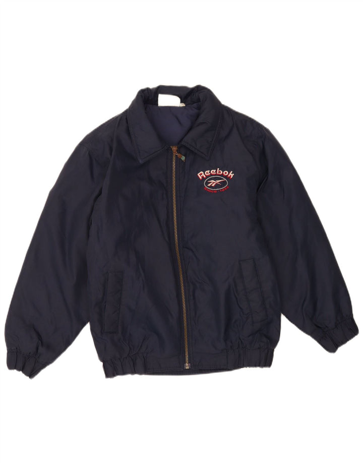 Reebok Jungen Bomberjacke mit Grafik, 13–14 Jahre, marineblaues Nylon