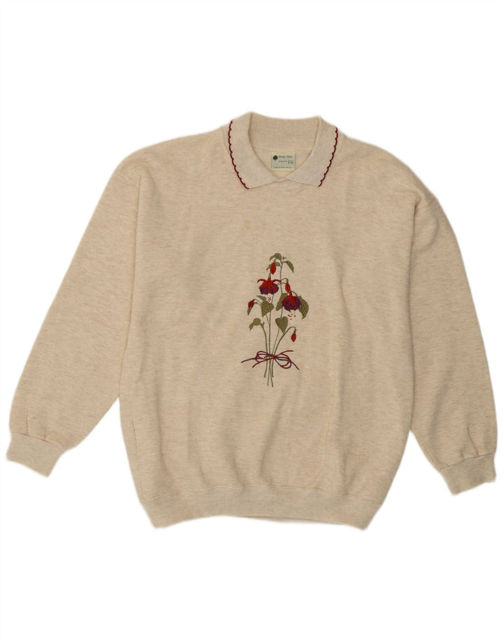 Oak Tree Damen-Sweatshirt in Übergröße, Gr. 10, Größe S, Beige, Blumenmuster