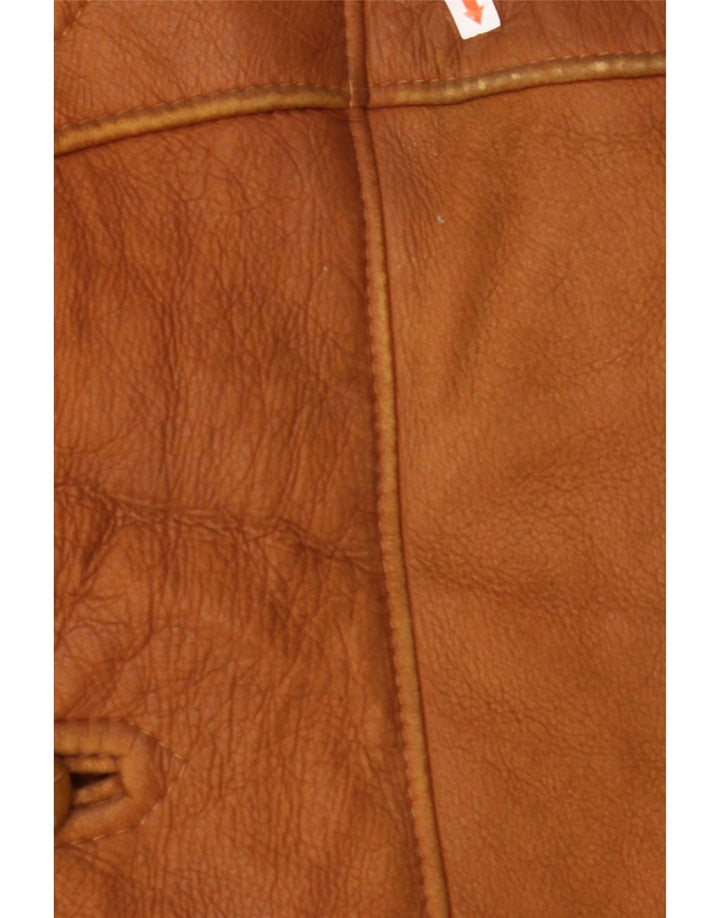 MABRUN Herren Shearling Jacke UK 36 Small Braunes Leder
