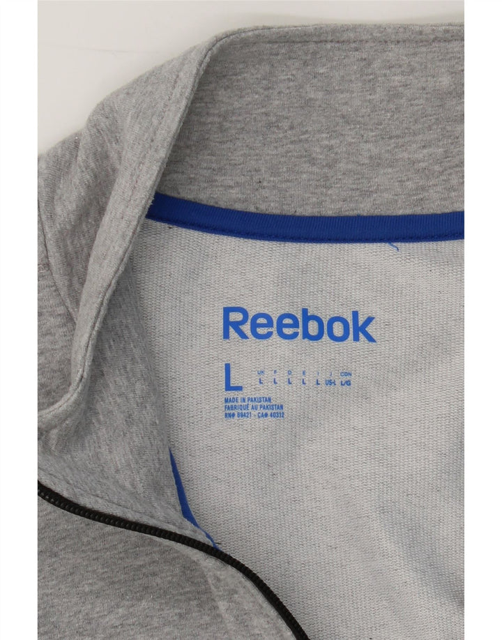 REEBOK Womens Tracksuit Top Jacket UK 16 Large Grey Cotton Vintage Reebok and Second-Hand Reebok from Messina Hembry 