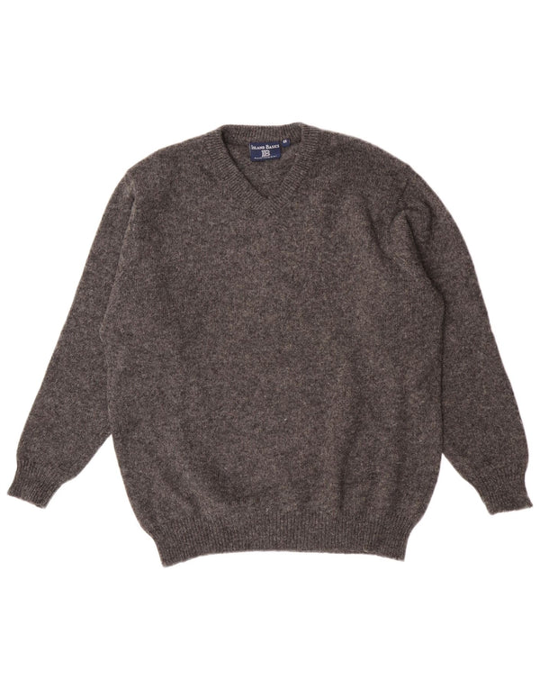 Vintage Herren Pullover mit V-Ausschnitt IT 54 XL Graue Wolle