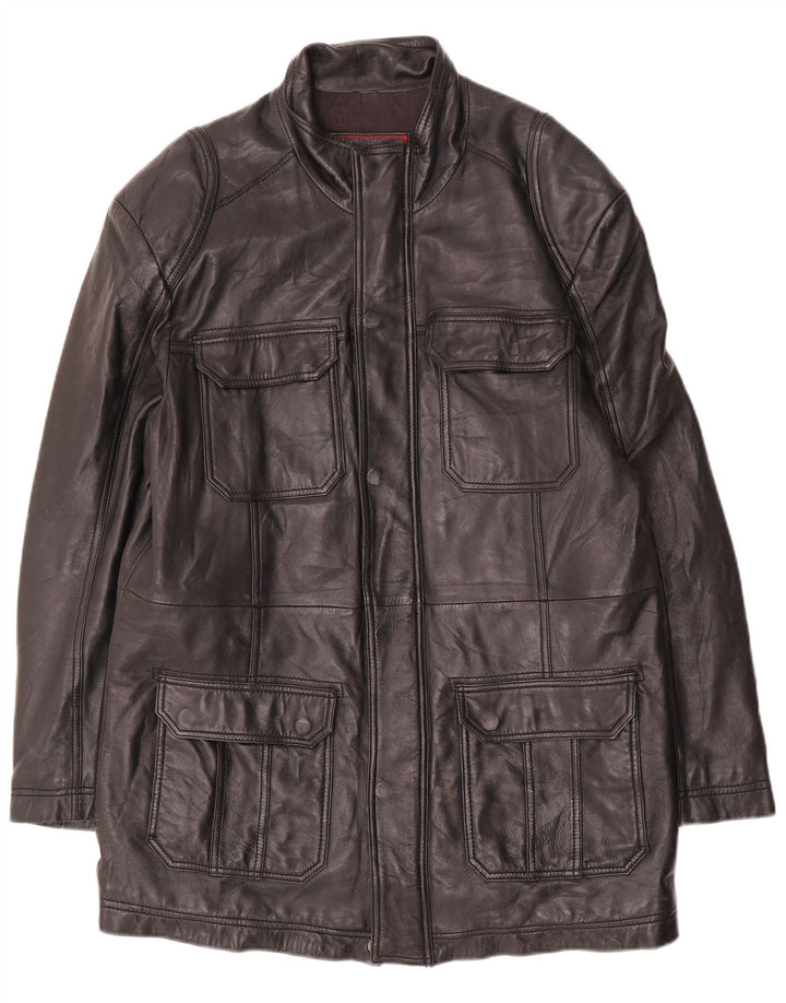 Herren Ledermantel UK 40 Large Schwarz