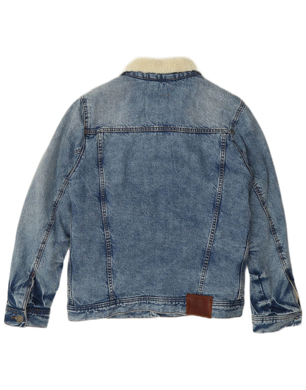 Abercrombie & Fitch Herren Denim Sherpa Jacke UK 34 Small Blau Baumwolle