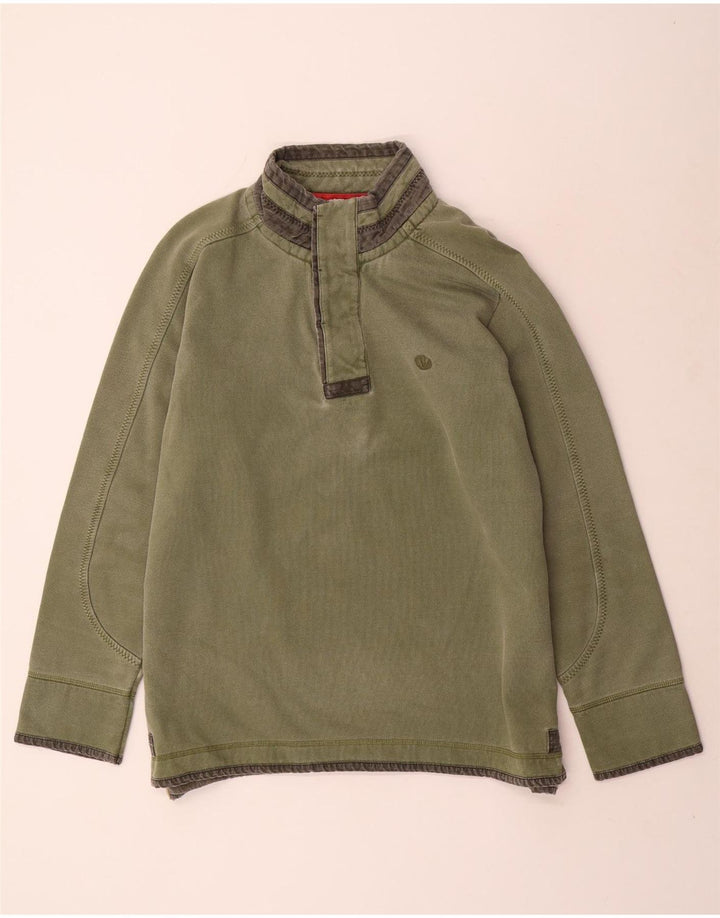 FAT FACE Herren-Sweatshirt mit Knopfkragen, groß, Khaki, Baumwolle