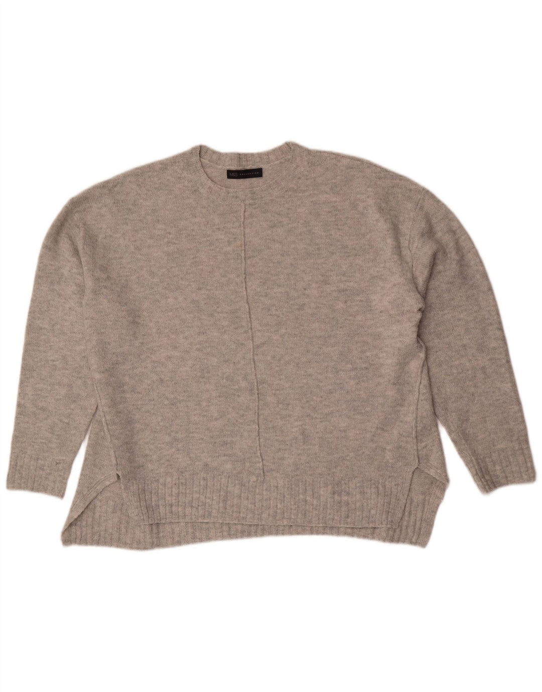 Marks & Spencer Damen-Pullover, übergroß, Rundhalsausschnitt, Gr. 40, Größe L, Grau