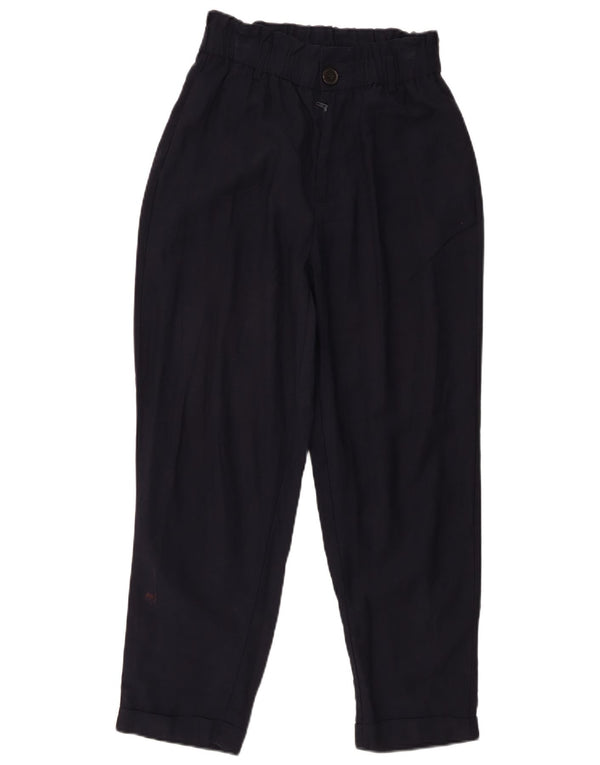 Zara Damen-Hose mit hoher Taille, mittelgroß, W28, L25, marineblaue Viskose