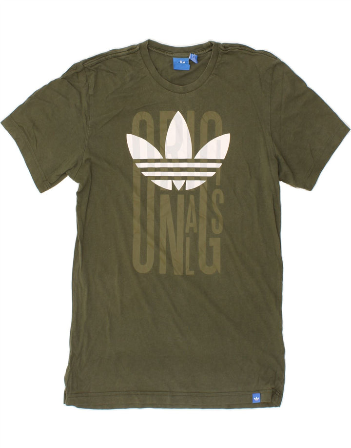 ADIDAS Mens Graphic T-Shirt Top Medium Khaki Cotton Vintage Adidas and Second-Hand Adidas from Messina Hembry 