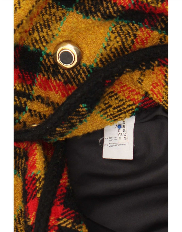 Vintage Damen Zweireiher Blazer Jacke UK 10 Small Yellow Check