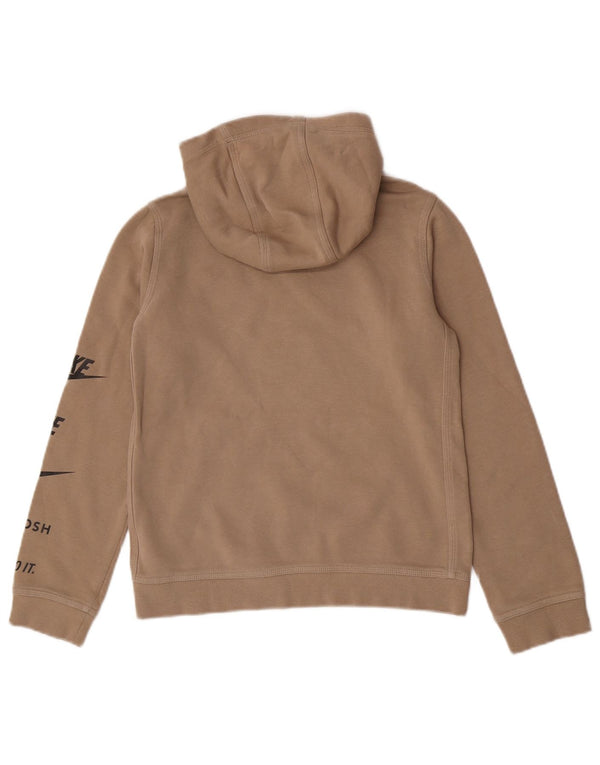 Nike Jungen-Kapuzenpullover mit Swoosh-Grafik, 12–13 Jahre, groß, beige Baumwolle