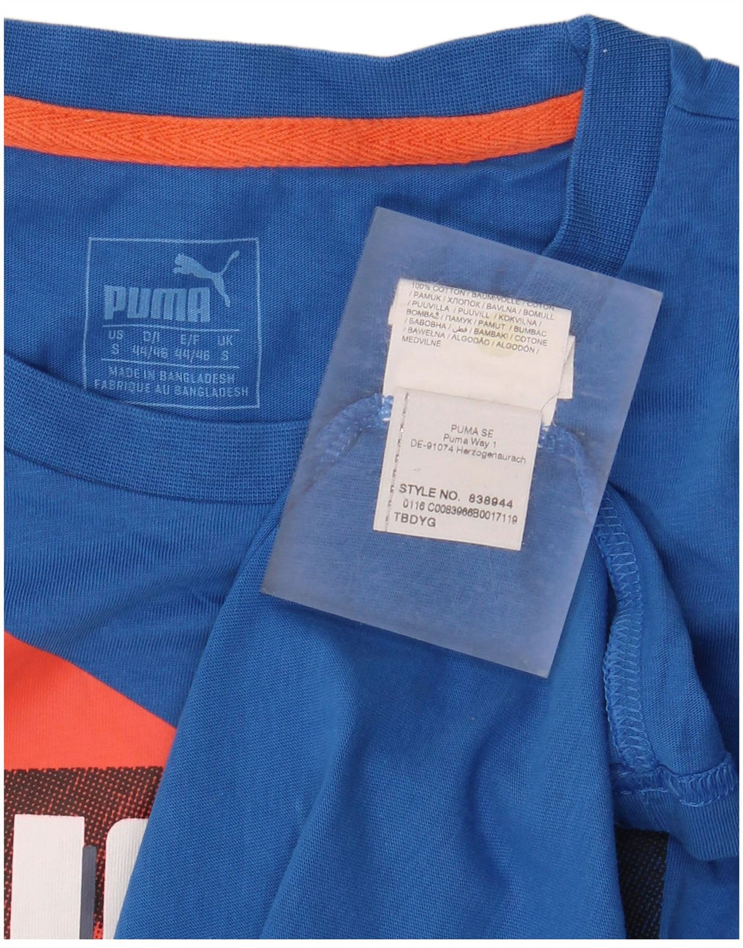 Puma Herren Grafik T-Shirt Top Small Blau Baumwolle