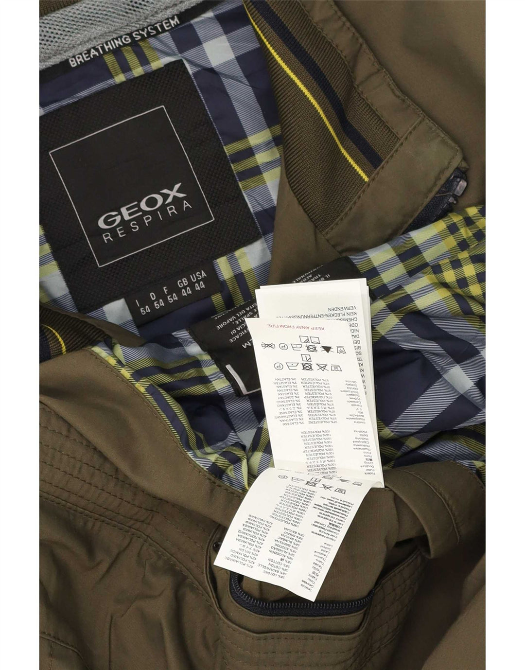 Geox Herren Bomberjacke UK 44 2XL Khaki Check Polyester