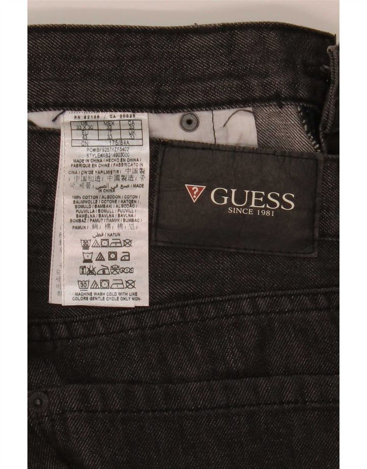 Guess Herren Straight Jeans W33 L30 Graue Baumwolle