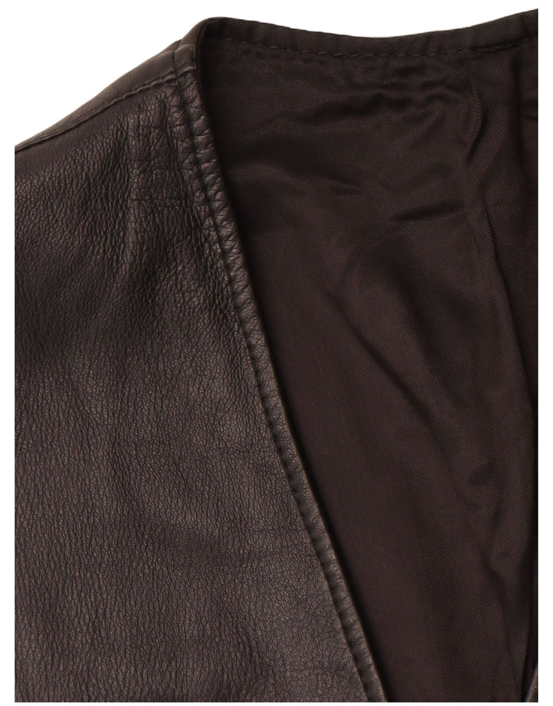 Vintage Damen Longline Lederweste UK 16 Großes schwarzes Leder