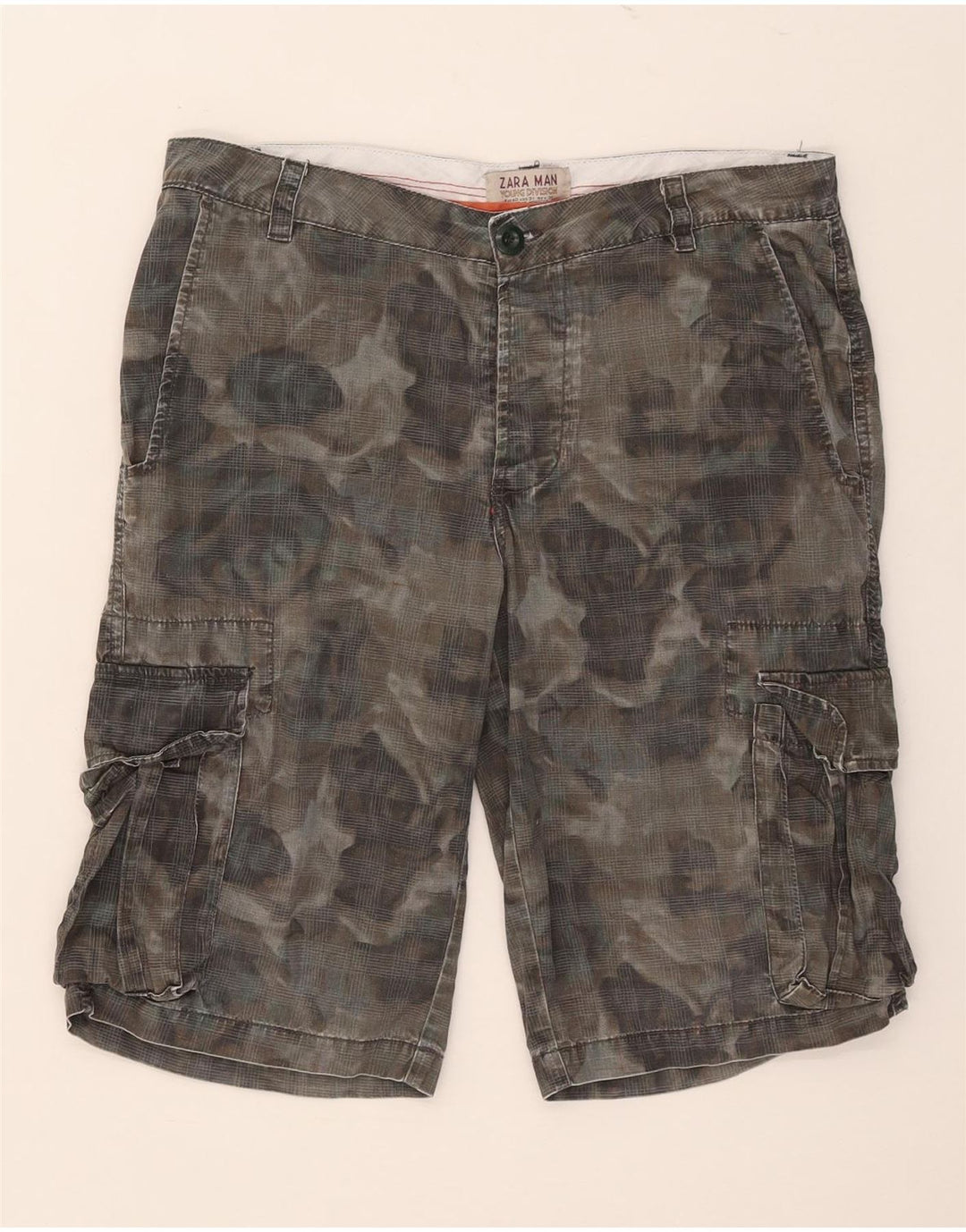 Zara Herren Cargoshorts EU 40 Medium W31 Khaki Baumwolle