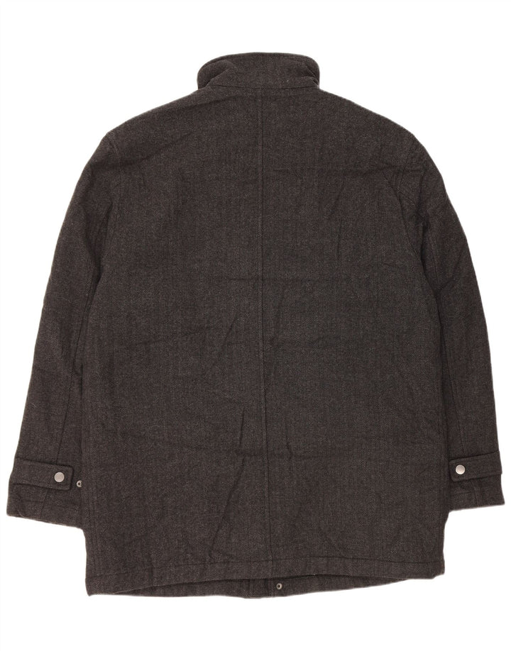 John Lewis Herren-Windbreaker-Mantel, UK 42, XL, graue Wolle mit Fischgrätenmuster